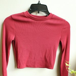 red ribbed sweater